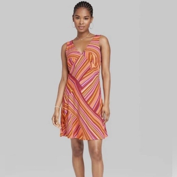 NWT Wild Fable orange and pink Y2K retro dress size XXL - Picture 1 of 10